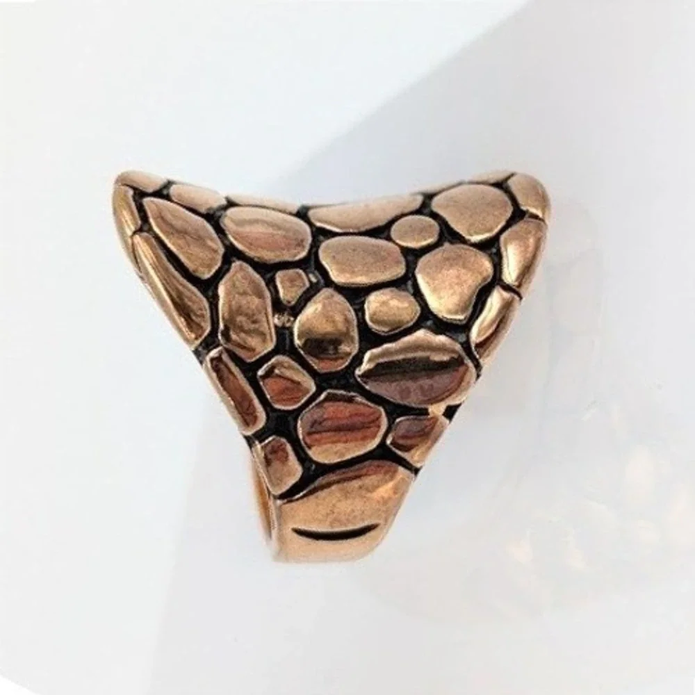 RS Covenant RSC Ring Size 7 Bronze Tone‎ Pebble Statement Chunky Brutalist